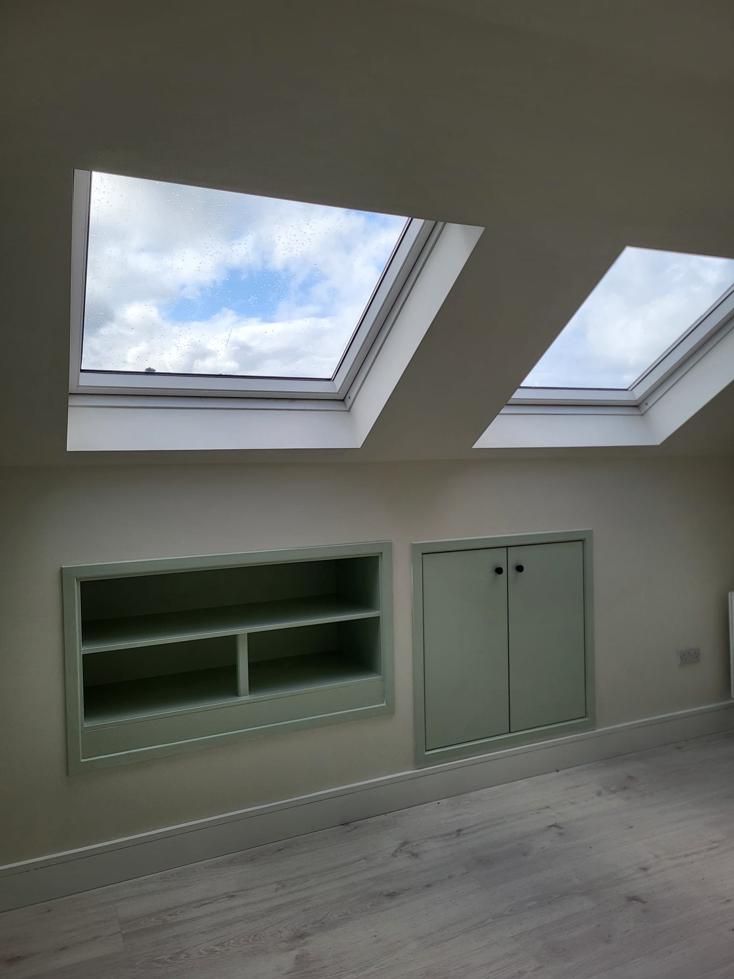 Loft room with twin skylights